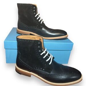 Rebel's Market Men's Modern Fiction Brogue Lace Up Boot in Black size 42